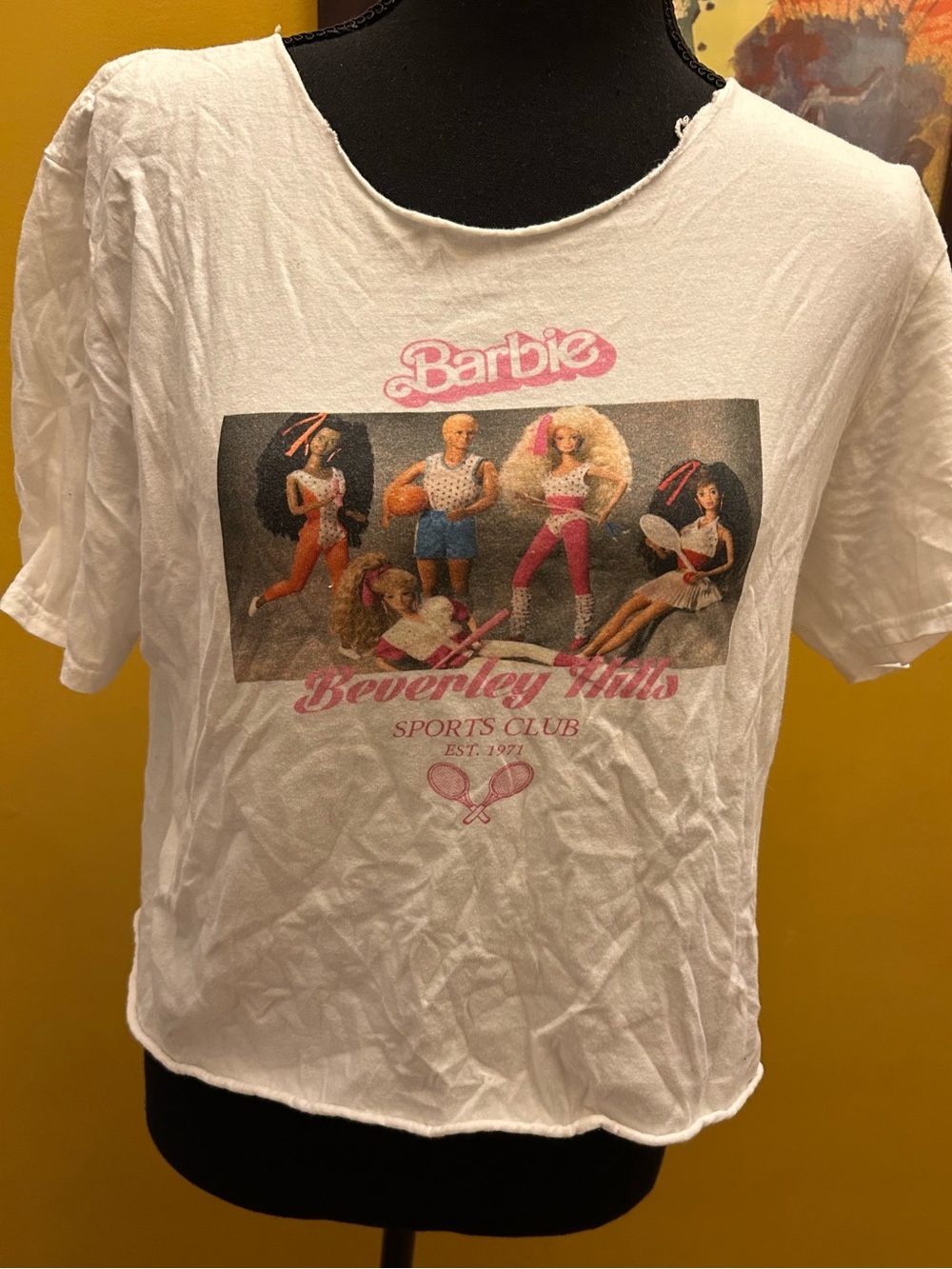 Francesca’s Oversized Cut Hem and Neck Cropped Barbie Beverly Hills Sports Club